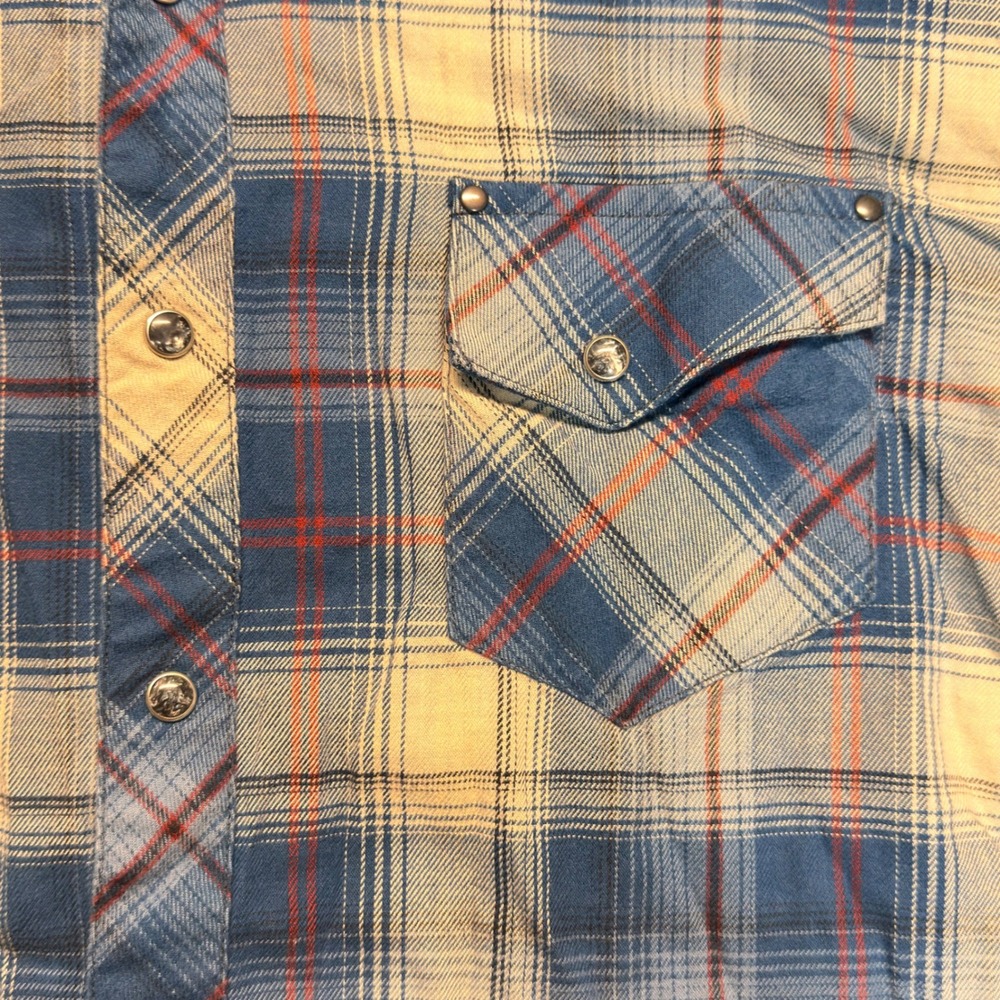 Kuhl Lowdown Flannel Shirt Mens XL Blue Plaid Snap Button Long Sleeve 7210 - Picture 12 of 13